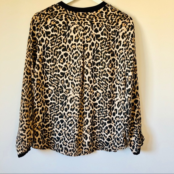 Zara Basic Leopard Print Button Blouse Small - Picture 4 of 11